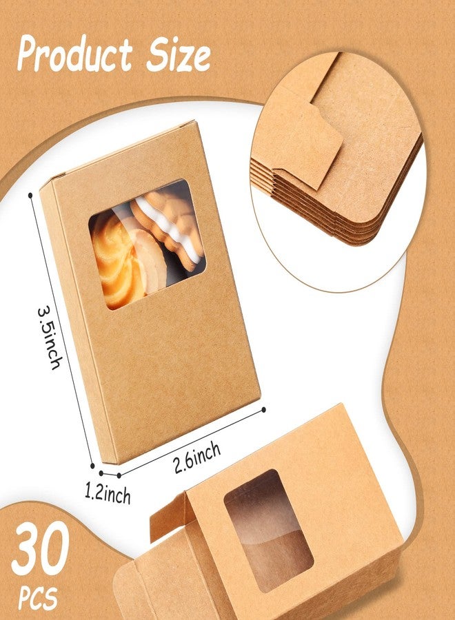 Spakon 30 Pcs Soap Boxes for Homemade Soap Packaging Mini Kraft Paper Box with Window 3.5 x 2.6 x 1.2 Inch Rectangle Gift Box for Bakery Candy Packaging Birthday Christmas Party (Brown) - Image 2